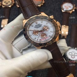 Best Replica Rolex Daytona Leather Strap Rose Gold 42mm Watch 116515LN