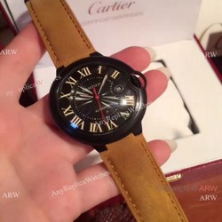 Buy Replica Cartier Ballon Bleu Automatic Watch Brown Leather ADLC coating Case