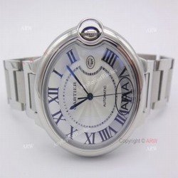 42mm Cartier Ballon Bleu Copy Watch  Silver Steel QUARTZ Movement
