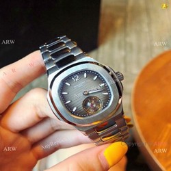Replica Patek Philippe Nautilus Womens Watch SS Gray Dial Tourbillon