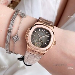 Patek Philippe Nautilus Womens Rose Gold Tourbillon Knock off Watches China