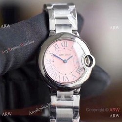 V6 Factory Copy Cartier Ballon Bleu Pink Face 28mm Ladies Watch