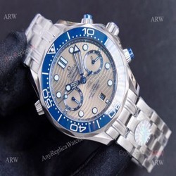 (TW) New Omega Seamaster Diver 300m Chrome Grey Waved Dial 44mm Swiss Made Watch