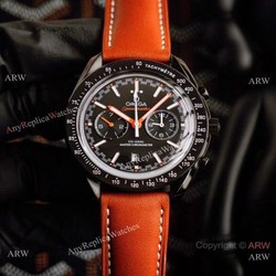 Best Quality Omega Speedmaster Racing Watch Black Case Brown Leather Strap
