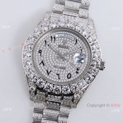 Best Replica Rolex New Oyster Perpetual Pearlmaster 39 Watch Iced Out Arabic Scripts Markers