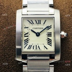 Super Clone Cartier Tank 2301 CC708177 Watch Cream Dial Lady Size