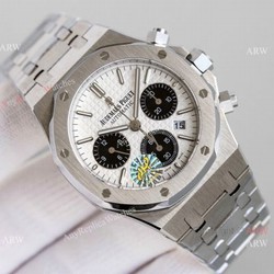 JH Audemars Piguet Royal Oak 7750 Chronograph Watch White Panda Dial 41mm