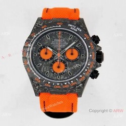 Super Clone Rolex Diw Daytona Noob Factory Forged Carbon Orange Nylon Strap Swiss 4130