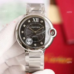 Replica Cartier Balloon Blue Gray Dial V6 Watch with Diamond Markers