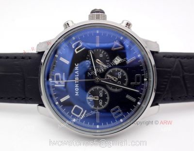 Montblanc Timewalker Chrono Black Leather strap Watch Mont Blanc Knock off Watch watches