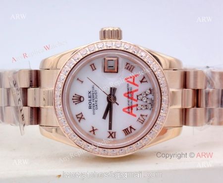 Replica Rolex Diamond Bezel Datejust Rose Gold President Watch 26mm Ladies Replica Rolex watches