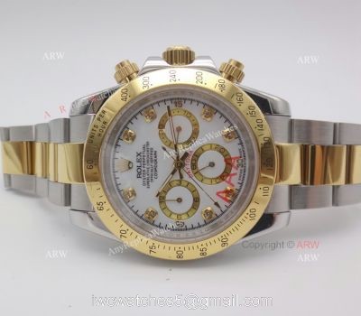 High Quality Daytona 2-Tone White Face Diamond Watch watches