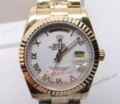 Replica Rolex Day-date Yellow Gold Watch White Face watches