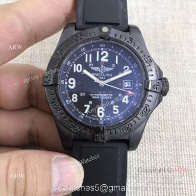 Fake Breitling Colt Skyracer Black Steel Case Automatic Movement Black Rubber Strap Watch watches