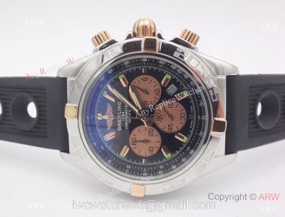 Breitling Chronomat B01 44mm Rose Gold Chronograph Black Rubber Band watches