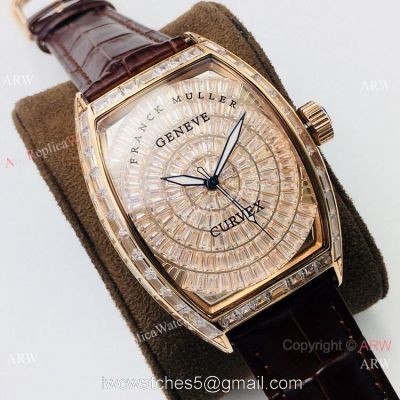 Swiss Replica Franck Muller Curvex diamond Watch Rose Gold 43mm watches