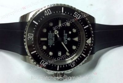 Sports Rolex Deepsea 44mm Replica Watch and Black rubber watchband watches