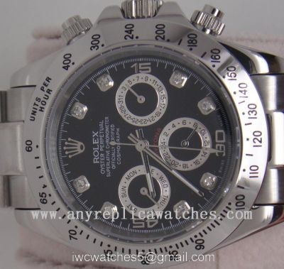 Rolex Daytona Black Face Diamond Markers Mens Clone Watch watches