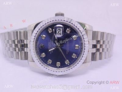Rolex Datejust Silver Steel Blue Face Diamond Hour Markers Mens Watch watches