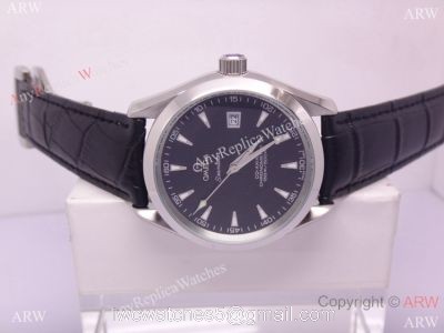 Replica Omega Seamaster Co-Axial Watch Black Dial / Black Leather Strap watches