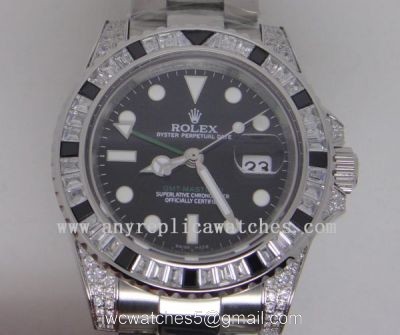 Replica Rolex GMT Master 2 Rainbow Bezel Stainless Steel Watch watches