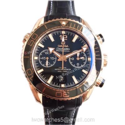(OM)New Copy Swiss Omega Seamaster 9901 Watch Rose Gold Black Leather watches