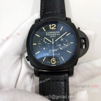 Replica Panerai Luminor GMT PAM 317 Watch Black Case Brown Markers watches