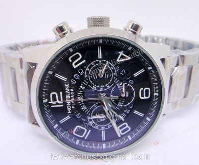 Clone Montblanc Flyback SS Black Face Chronograph Watch watches