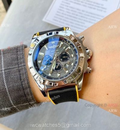 Clone Breitling Chronomat B01 Watch BlackYellow Rubber Strap watches