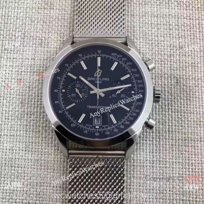 Breitling Stainless Steel Transocean Black Dial Watch Buy Knockoff watches