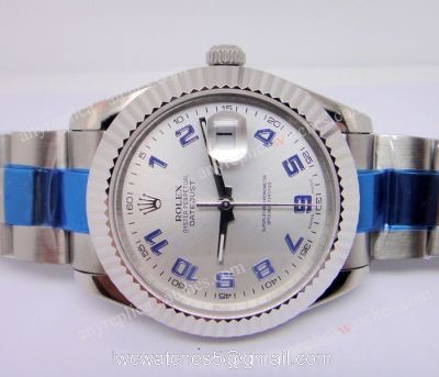 Rolex Datejust II Watch 41mm SS Silver Blue Arabic Swiss Replica watches