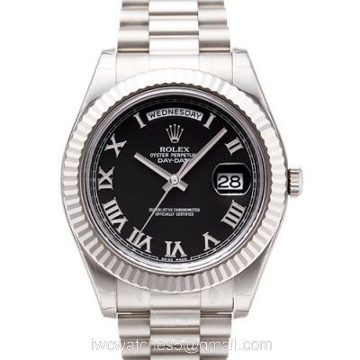BP Factory Rolex Day-date II 41 Watch Replica Stianless Steel Black Roman watches