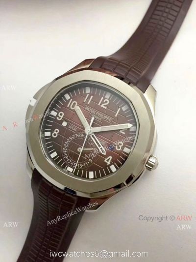Patek Philippe Copy Aquanaut Travel Time Men Watch Brown Rubber Band 42mm watches