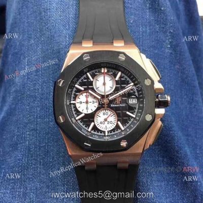 Copy Audemars Piguet Offshore 44mm Watch Rose Gold Black Rubber Strap watches