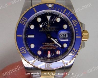 Ceramic Bezel Rolex Submariner Two Tone Blue Face Watch watches