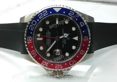 Low Price Rolex GMT Master II Pepsi Replica Watch Ss Black Rubber Strap watches