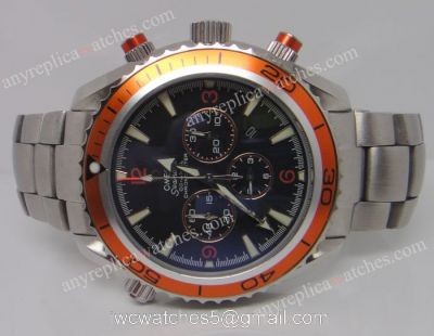 Replica Omega Planet Ocean Seamaster Watch Orange Bezel SS Chronograph Dial watches