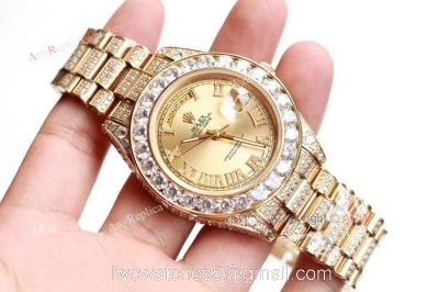 Swiss Grade 1 Replica Rolex Presidential Diamond DayDate Watch Yellow Gold 39mm watches