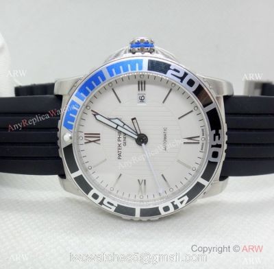 Clone Patek Philippe Geneve SS Black Blue Bezel Watch Automatic Movement watches