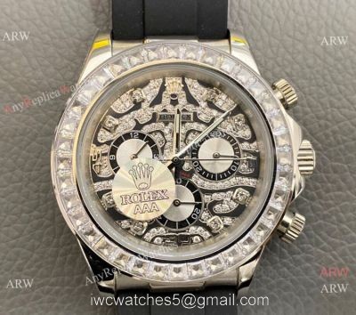 New Rolex Daytona Rubber Strap Replica Watch Stainless Steel Leopard Dial watches