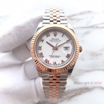(EW) Replica Rolex Datejust 2 White Roman Dial 2-Tone Rose gold Watch ETA3255 watches