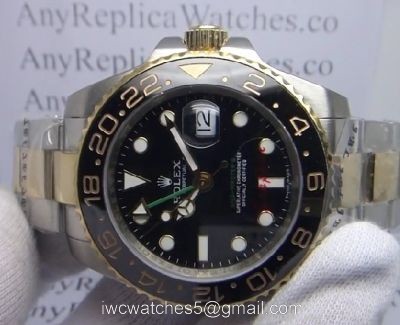 Replica Rolex GMT Master II Watch 2-Tone Black Ceramic Fast Shipping watches