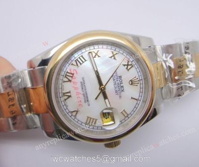 Fake Rolex Datejust Watch 2-Tone Oyster Roman Markers Men Watch watches