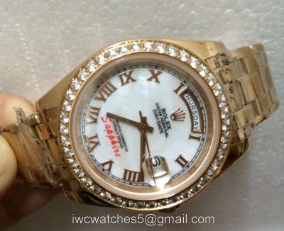 Rolex Day Date Pearlmaster Everose Gold White MOP Diamond Watch watches