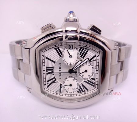 Cartier Roadster Stainless Steel Chronograph Replica Watch / Swiss Grade Case watches
