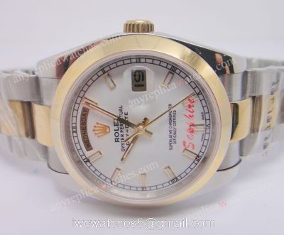 Buy AAA Grade Replica Rolex Day-Date II 2-Tone White Men Watch watches