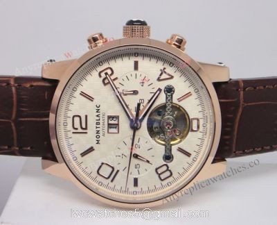 Montblanc Time Walker chronograph tourbillon Brown leather band watches
