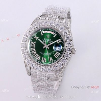 Rolex Day Date Green Dial Ice Watch Rolex Diamond Bezel Replica Watch watches