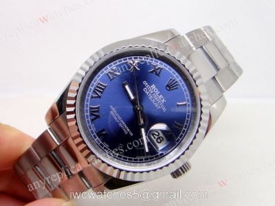 Rolex SS Oyster Datejust Watch Blue Roman Replica for Sale watches