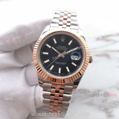 (EW) Swiss ETA3255 2 Tone Rose Gold Rolex Datejust II 41mm Jubilee Watch watches